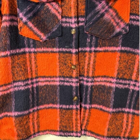 Panache Apparel Plaid Shacket Wool Blend Sz M Swiftie Life of Showgirl Oversized - Picture 3 of 12